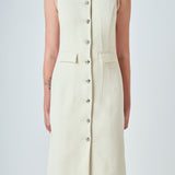 Jewel Buttoned Sleeveless Midi Dress