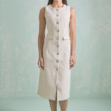 Jewel Buttoned Sleeveless Midi Dress