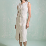 Jewel Buttoned Sleeveless Midi Dress