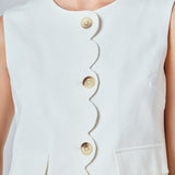 Catherine Scallop Edge Cropped Linen Vest