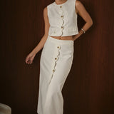 Catherine Scallop Edge Cropped Linen Vest