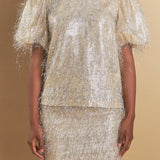 Fringe Puff Sleeve Top