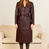 Premium Faux Leather Trench Coat