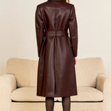 Premium Faux Leather Trench Coat