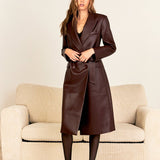 Premium Faux Leather Trench Coat