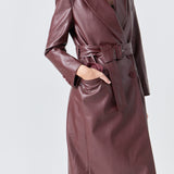 Premium Faux Leather Trench Coat