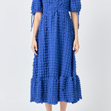 Bubble Puff Sleeve Maxi Dress