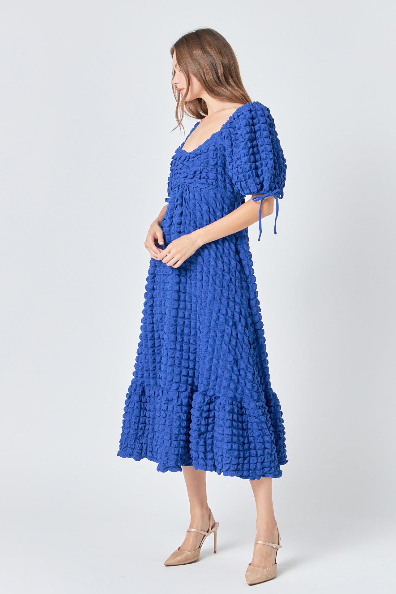endless rose puff sleeves lace tiered maxi dress Anthropologie Endless Rose V-Neck Puff-Sleeve Lace Tiered Maxi Dress Size XS