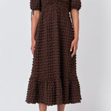 Bubble Puff Sleeve Maxi Dress