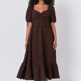 Bubble Puff Sleeve Maxi Dress