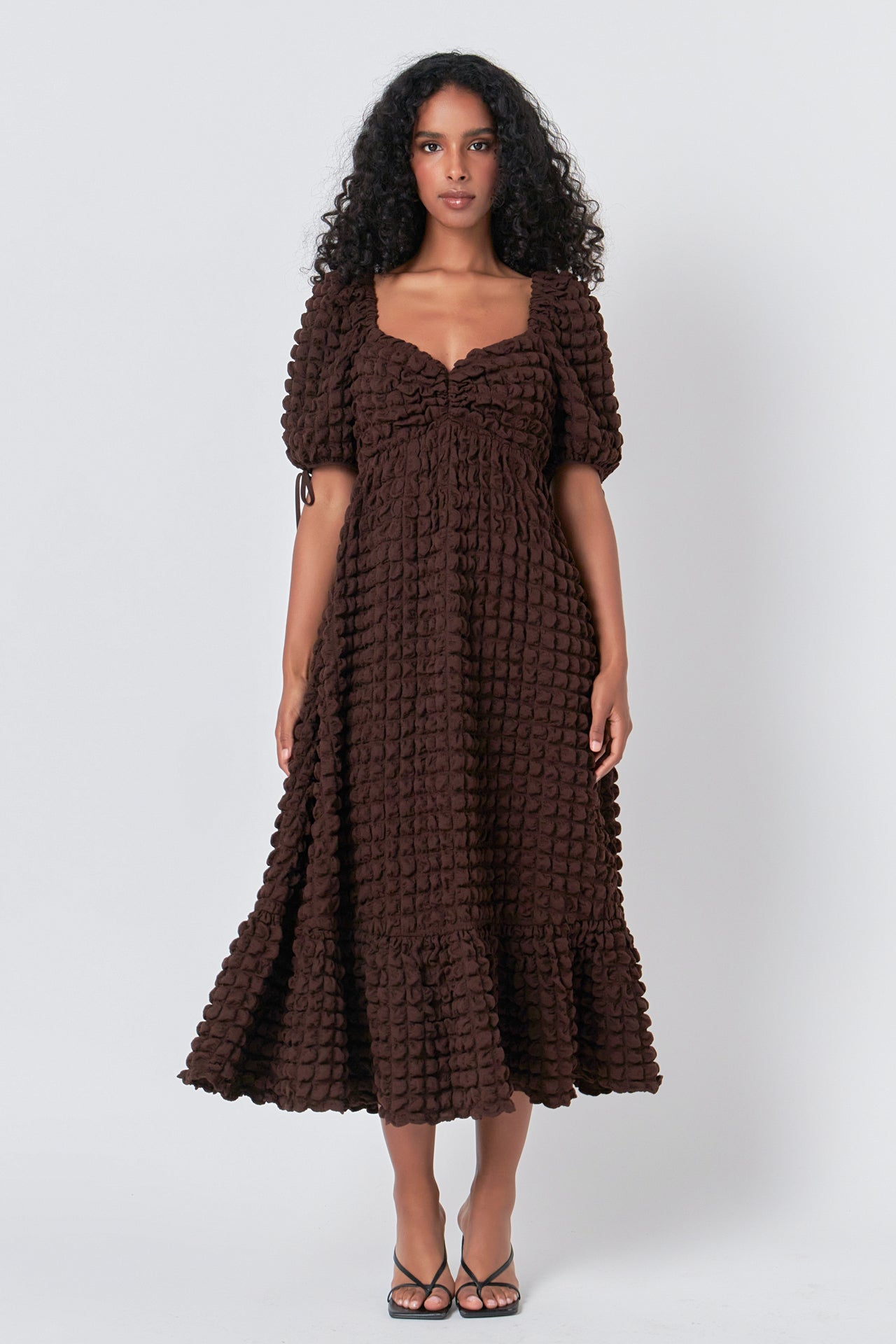 Bubble Puff Sleeve Maxi Dress
