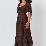 Bubble Puff Sleeve Maxi Dress
