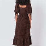 Bubble Puff Sleeve Maxi Dress