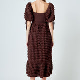 Bubble Puff Sleeve Maxi Dress