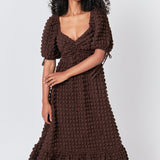 Bubble Puff Sleeve Maxi Dress