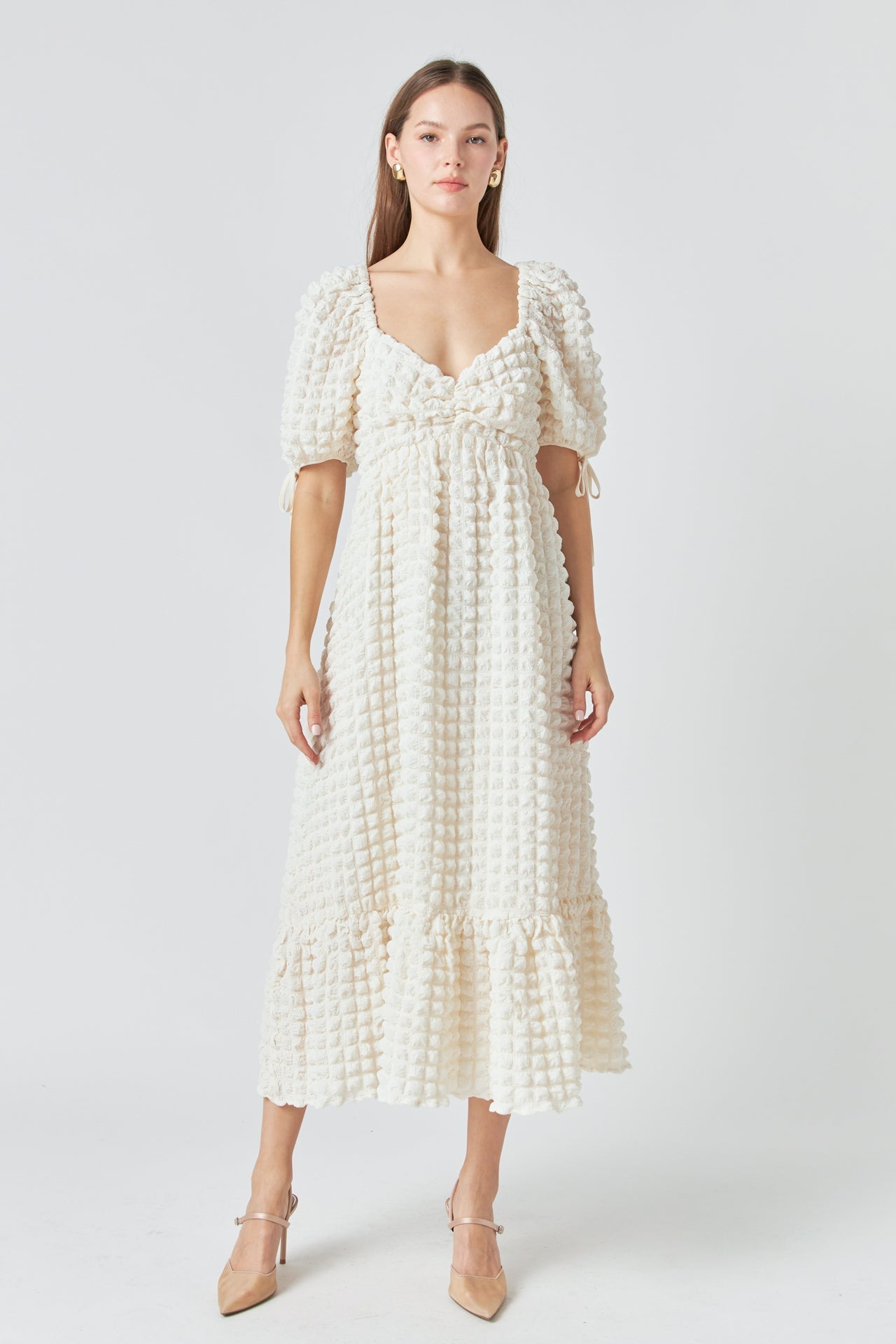 Bubble Puff Sleeve Maxi Dress