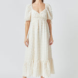Bubble Puff Sleeve Maxi Dress