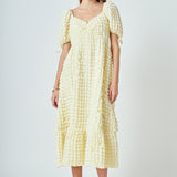 Bubble Puff Sleeve Maxi Dress