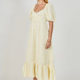 Bubble Puff Sleeve Maxi Dress