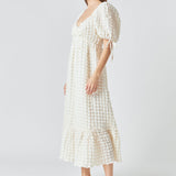 Bubble Puff Sleeve Maxi Dress