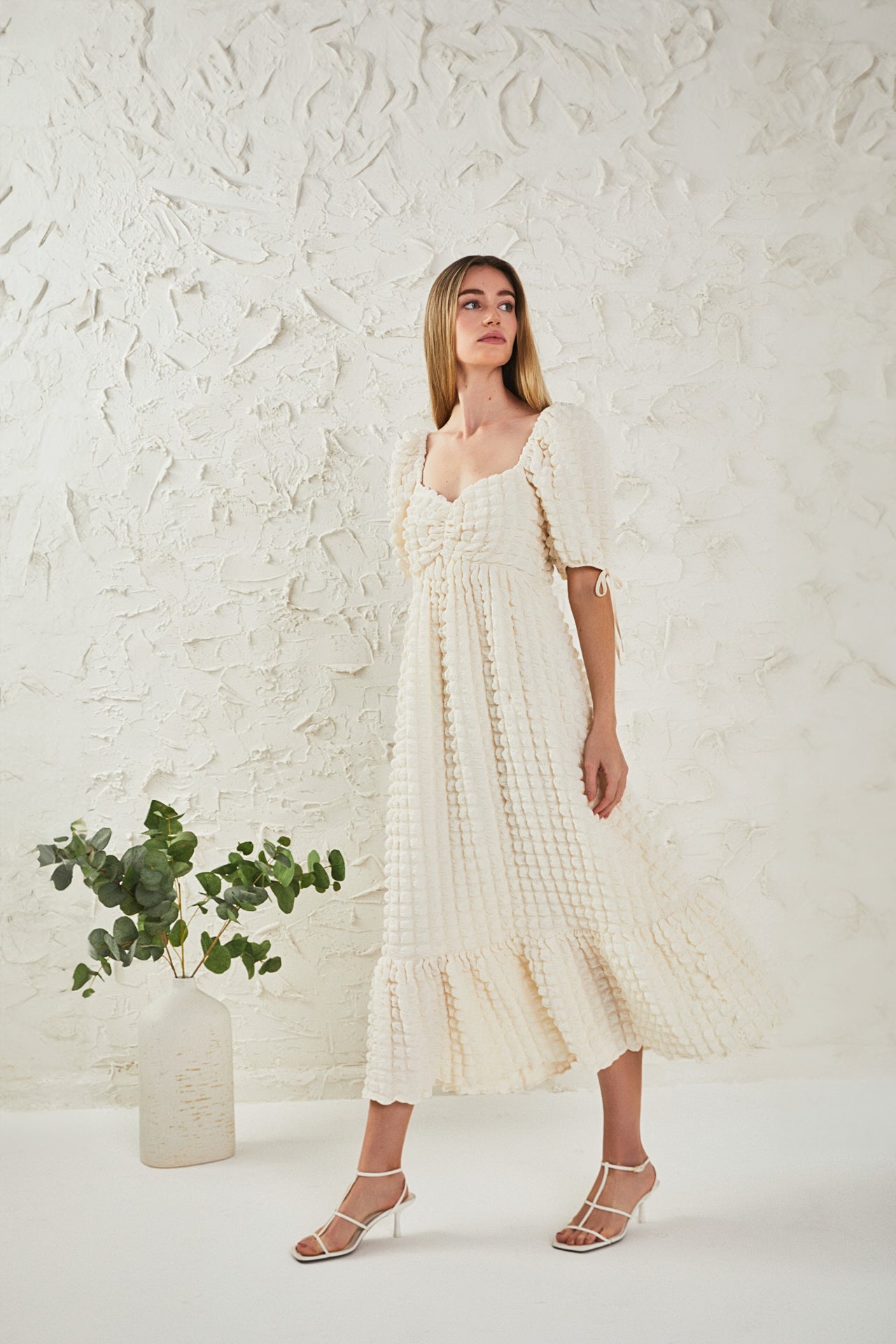 Endless Rose - Bubble Puff Sleeve Maxi Dress Size & Fit Measurements