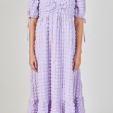 Bubble Puff Sleeve Maxi Dress