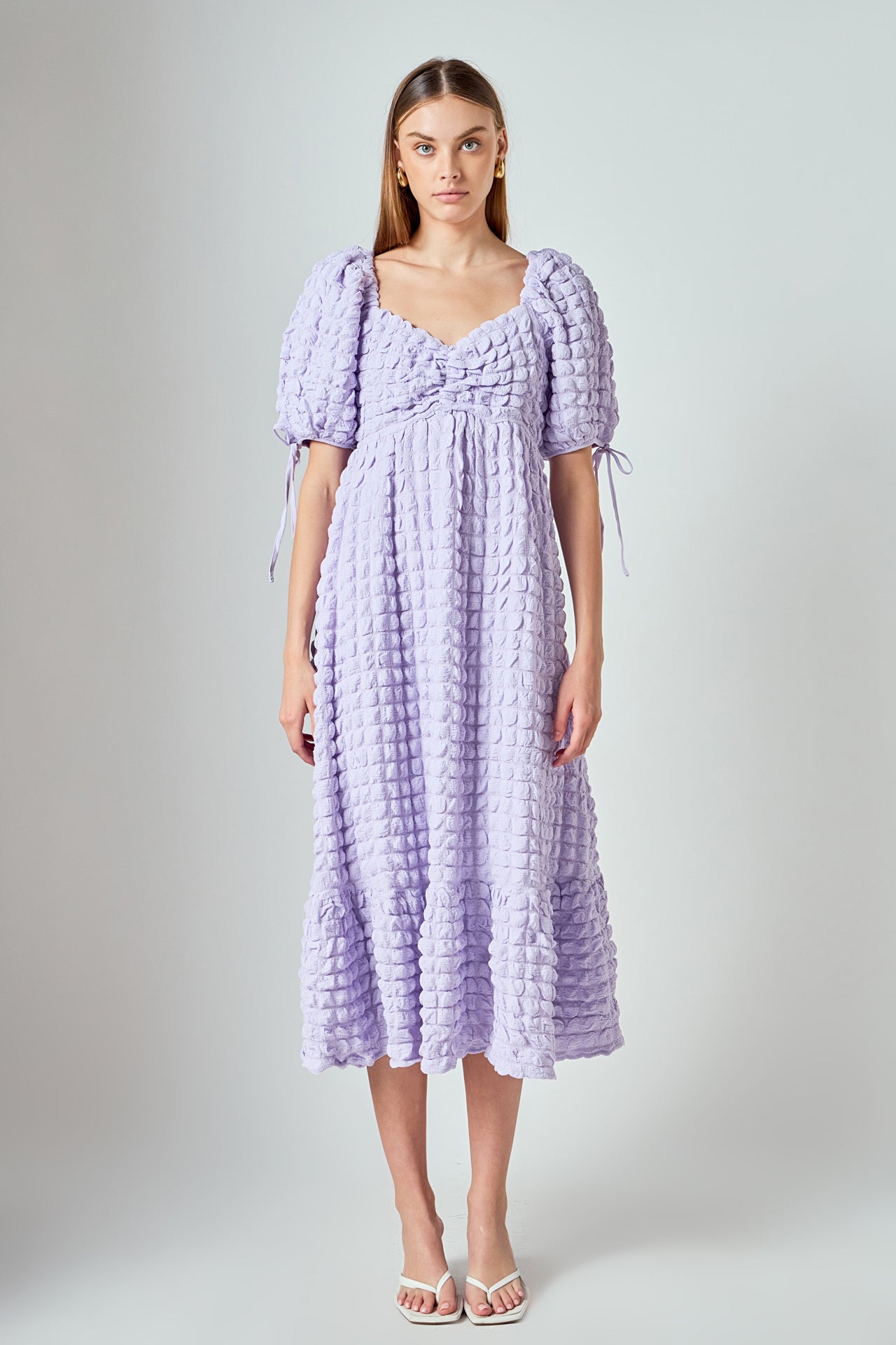 Bubble Puff Sleeve Maxi Dress