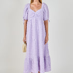 endless rose puff sleeve sweetheart textured midi dress Endless Rose Puff-Sleeve Sweetheart Textured Midi Dress