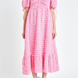 Bubble Puff Sleeve Maxi Dress