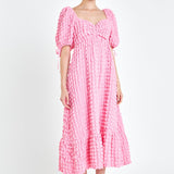 Bubble Puff Sleeve Maxi Dress