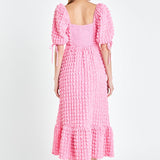 Bubble Puff Sleeve Maxi Dress