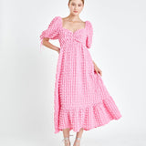 Bubble Puff Sleeve Maxi Dress