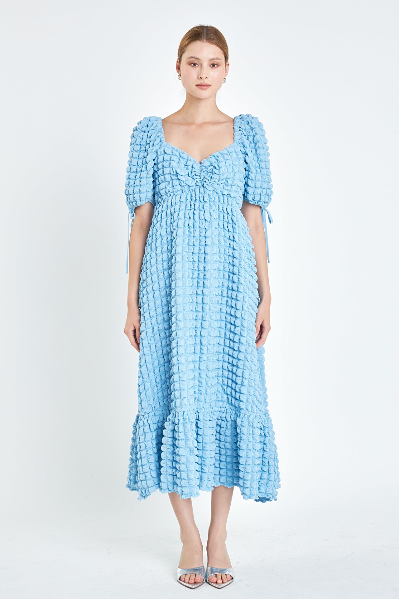 Endless Rose - Bubble Puff Sleeve Maxi Dress BROWN / S Endless Rose - Bubble Puff Sleeve Maxi Dress BROWN / S