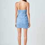 Ruched Tulle Mini Dress