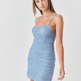 Ruched Tulle Mini Dress