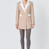 Premium Houndstooth Blazer Romper