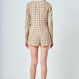Premium Houndstooth Blazer Romper