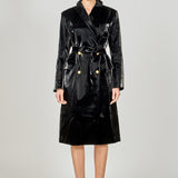 Shiny Faux Leather Trench Coat