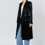 Shiny Faux Leather Trench Coat