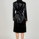 Shiny Faux Leather Trench Coat