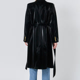 Shiny Faux Leather Trench Coat