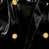Shiny Faux Leather Trench Coat