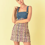 Premium Tweed Square Neck Dress