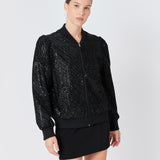 Velvet Sequin Bomber Jacket