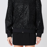 Velvet Sequin Bomber Jacket