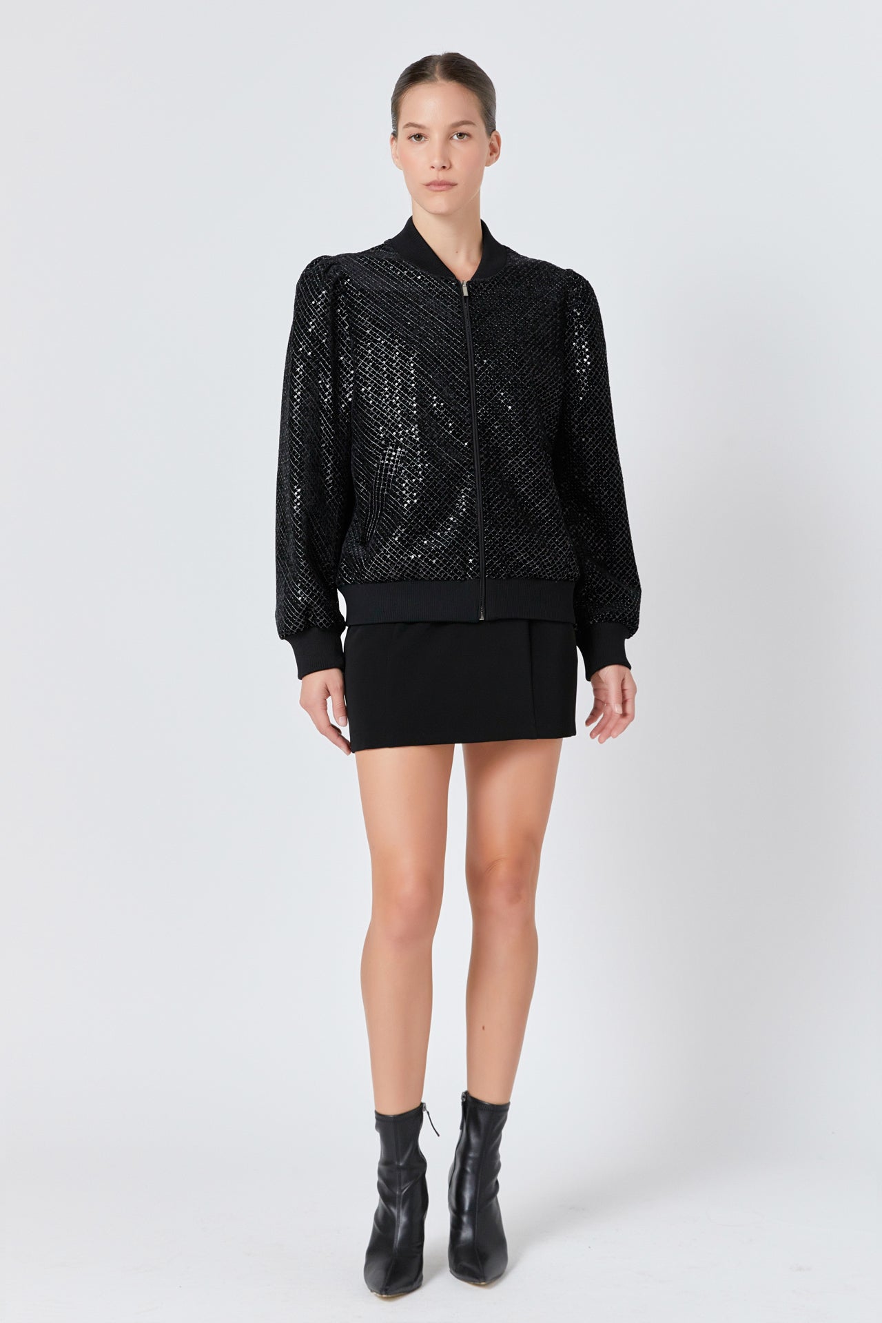 Velvet Sequin Bomber Jacket – Endless Rose - Main Image