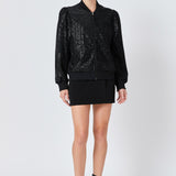 Velvet Sequin Bomber Jacket