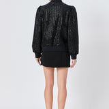 Velvet Sequin Bomber Jacket
