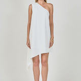 Shoulder Pintucked Asymmetrical Mini Dress