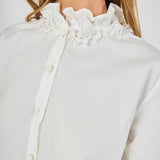 Embroidered Ruffle Collar Blouse